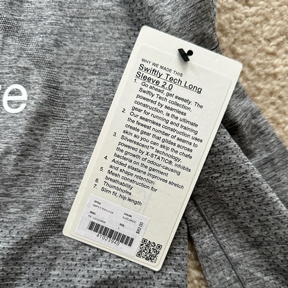 NWT pure barre lululemon long sleeve swiftly gray collab - Picture 4 of 4